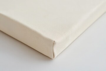 Close-up view of a blank off-white canvas artwork.