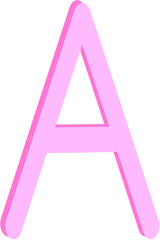 Lovely pink color and style of english alphabet capital letter A.