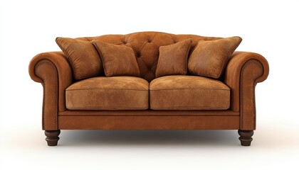 Classic Tan Leather Loveseat