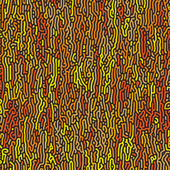 ABSTRACT ORANGE COLORFUL LINES TURING PATTERN ROUGH DESIGN REACTION DIFFUSION DARK BACKGROUND VECTOR GOOD FOR WALLPAPER, COVER,POSTER 