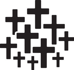 Multiple Black Crosses Icon Cluster Graphic Design