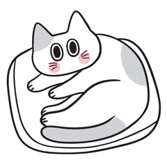 Cute cat cartoon digital line drawing element.