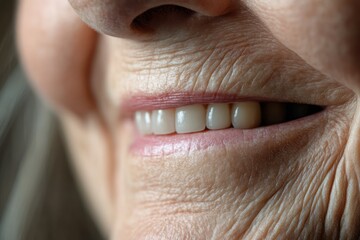 Obraz premium Smile Lines and Wrinkled Skin Around Mouth Area