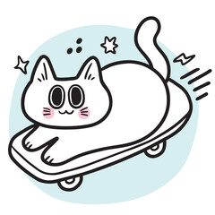 Cute cat cartoon digital line drawing element.