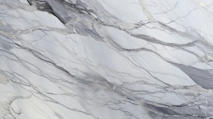 A close-up view of a smooth, gray marble surface featuring intricate veining patterns in varying shades.