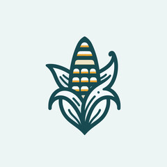 A linear art depiction of a corn plant.
