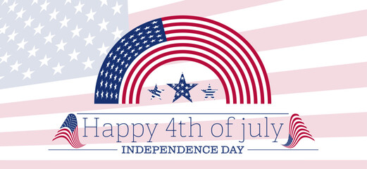 Vintage style beautiful american flag concept vector design with happy 4th july text. Usa freedom flag banner to use for 4th july independence day, memorial day projects. 