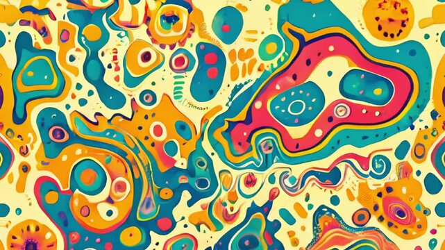 Vibrant abstract patterns: dynamic shapes and colorful retro design.