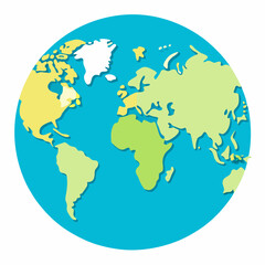 Vector World Globe Illustration With Continents And Oceans Graphic Design Template