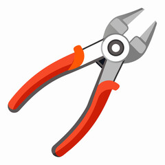 Red And Gray Wire Cutting Pliers Isolated On A White Background Tool