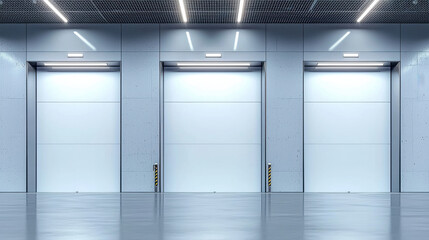 Modern industrial loading dock with closed doors