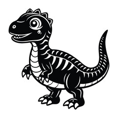 A cute cartoon dinosaur, a reptile illustration with a funny monster face © Lovely