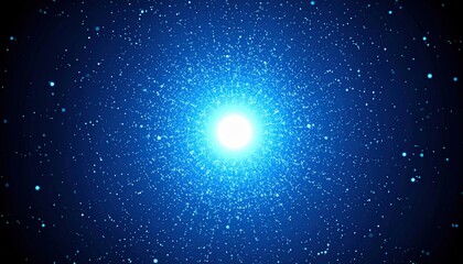 Cosmic explosion of bright blue light outer space digital art stellar environment wide angle view universe concept