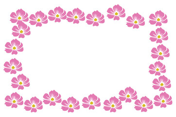 Border frame design concept of pink flowers isolated on white background - vector illustration