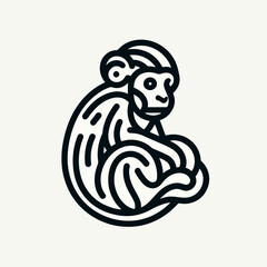 A sophisticated graphic of a monkey in a sitting position.