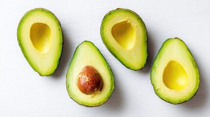 Fresh Sliced Avocados on White Background for Healthy Food and Cooking Concepts