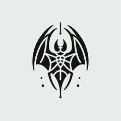 A graphic illustration of a stylized bat, perfect for a tattoo or logo.