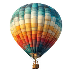 Fototapeta premium Colorful Hot Air Balloon in Mid-Flight on a white background.