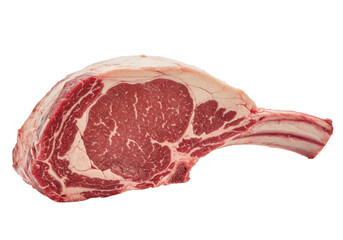 Raw tomahawk steak with bone isolated on transparent background