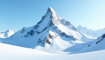 Snow-covered mountain peak, pristine white landscape , pure, mountain