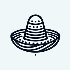 A simple, black and white graphic of a sombrero.