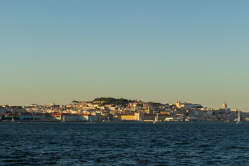 Fototapeta premium Lisbon Skyline and Tagus River at Sunset. Portugal