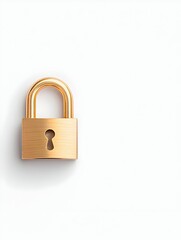 Naklejka premium A gold padlock on a white background, symbolizing security and protection