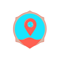 Global Location Pin Badge Design Element