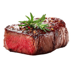 Mouthwatering Steak with Fresh Herbs with Transparent Background
