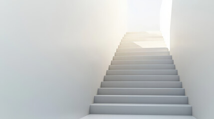 Obraz premium Ascending stairs leading to light modern architecture minimalist design bright environment perspective view