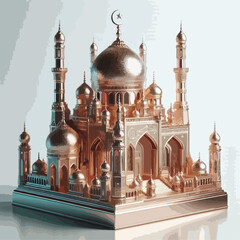 A stunning, detailed 3D model of a large Islamic mosque.