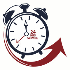 Modern 24 HRS Service Badge Creative Stopwatch Logo for Companies