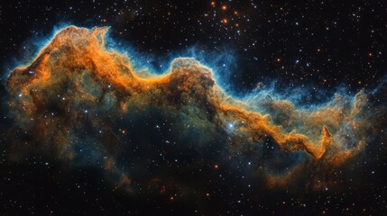Obraz premium Cosmic Nebula with Orange and Blue Hues in Deep Space