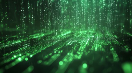 Obraz premium Abstract Green Particle Flow Background