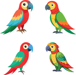 Vector dove, sparrown, woodspecker and parakeet bird icon set design 