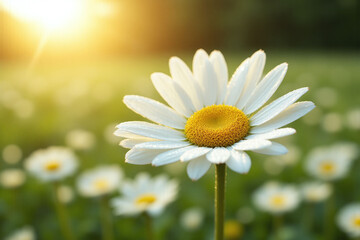 Naklejka premium white daisy with water droplets on its petals