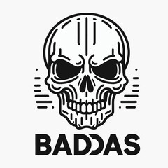 A stylized skull graphic with the word 