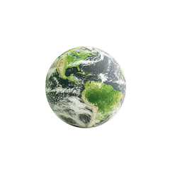 Fototapeta premium nature conservation concept. Earth from space with visible continents and swirling clouds. isolated on white background