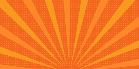 Sunset comic background. Bright pop art with halftone color. Comics book cartoon, magazine cover. Funny retro pattern strip mock up vector illustration