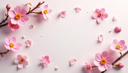 Obraz premium Delicate small blooms, scattered evenly across a light background , small flowers, soft