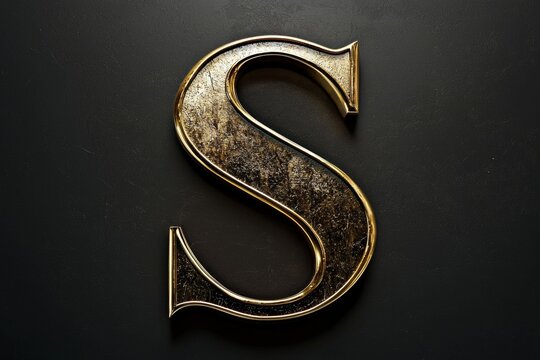 Metallic gold texture adds luxury to the design of letter S