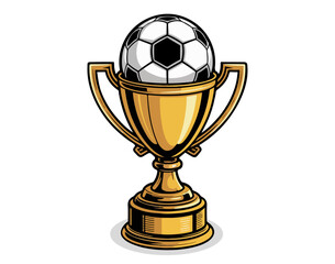 gold trophy cup of football