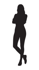 Casual Woman Silhouette – Full Body Relaxed Female Vector Illustration