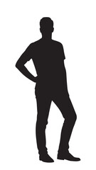 Casual Man Silhouette – Full Body Relaxed Male Vector Illustration