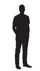 Casual Man Silhouette – Full Body Relaxed Male Vector Illustration
