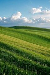 Obraz premium arafed view of a green field with a lone tree in the distance