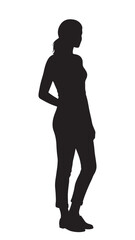 Casual Woman Silhouette – Full Body Relaxed Female Vector Illustration