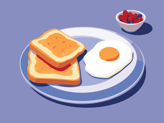 fried egg and toast - breakfast vector