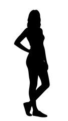 Casual Woman Silhouette – Full Body Relaxed Female Vector Illustration