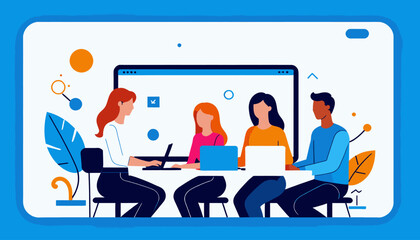 Diverse Team Collaboration_Effective Project Management_Business Meeting_Teamwork in Digital Workplace_Strategic Planning Session_Office Teamwork_Remote Work_Online Meeting
